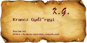 Krancz Györgyi névjegykártya